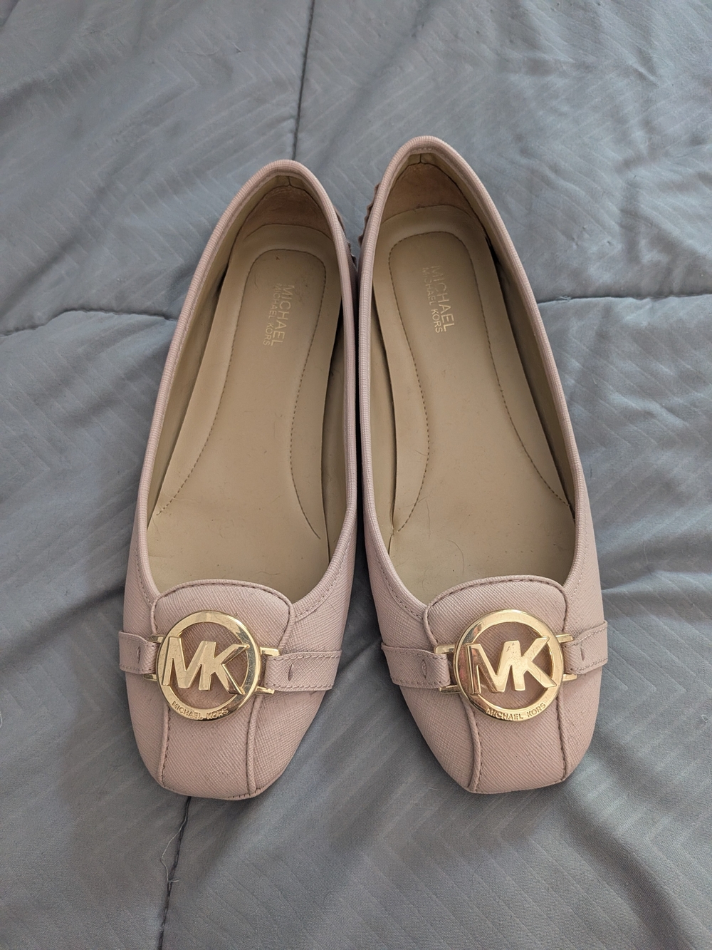 MICHAEL Michael Kors Blush Pink Logo Round-Toe Ballet Flats
